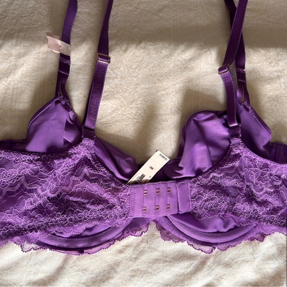 NWT Victoria’s Secret Wicked Unlined Floral Embroidery Balconette Bra 36D Purple - Picture 5 of 5